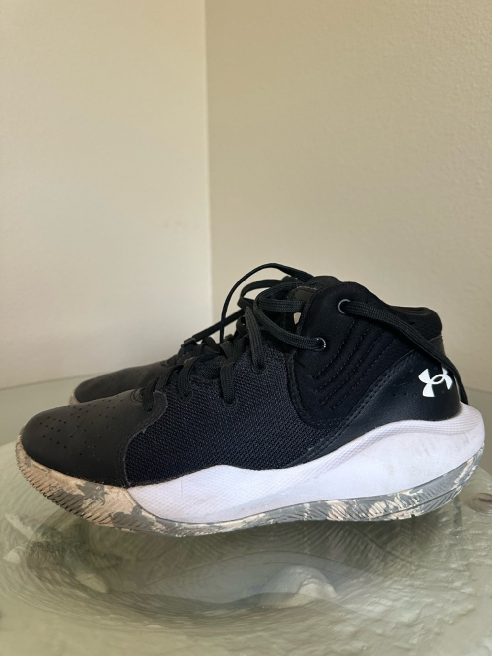 Under Armour Kids' Black and White High-Top Sneakers